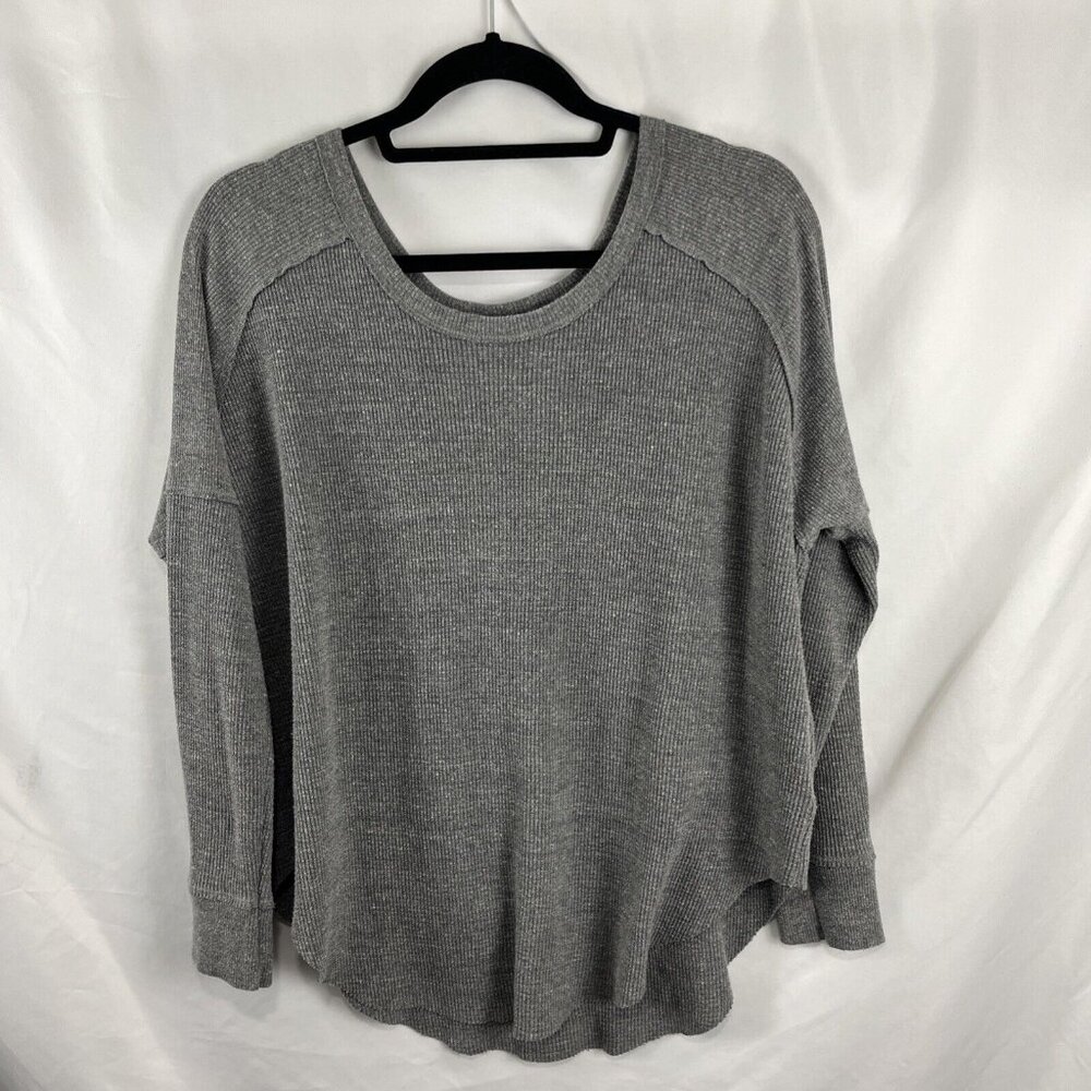 Aritzia TNA Waffle Pattern Grunge Raw Hem Shirt Womens Size S